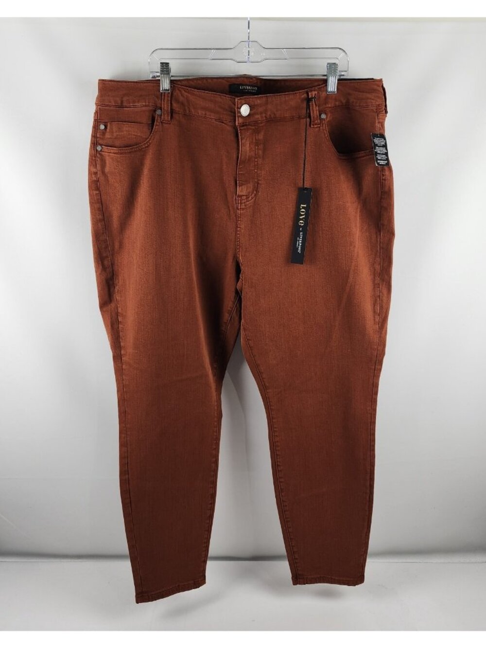 LIVERPOOL Jeans Women 22W Plus Cognac Brown Ankle Skinny Pant 42x27 LY2005WF NWT